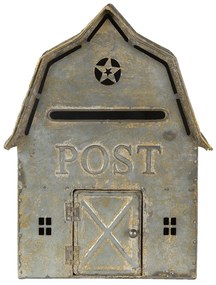 Šedá retro poštová schránka v tvare domu Post - 26 * 11 * 35 cm