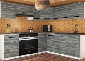Kuchynská linka Belini 360 cm šedý antracit Glamour Wood s pracovnou doskou Lidiauniqa2  TOR LIDIAUNIQA2/4/WT/GW1/0/B1