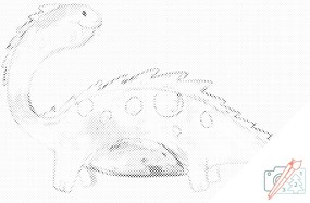 Gario Bodkovanie Roztomilý dinosaurus Rozmery: 60 x 40 cm, Rámovanie: Iba zrolované plátno, Farba bodiek: Čierna