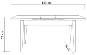 Jídelní rozkládací stůl Vina 129/163 cm bílý