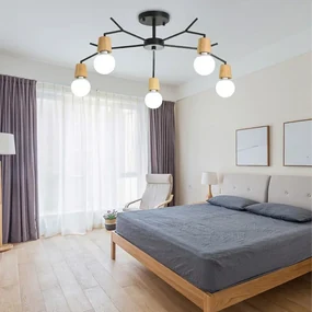 Toolight - Škandinávska kovová stropná lampa 5xE27 60W APP694-5C, čierna-hnedá, OSW-05465