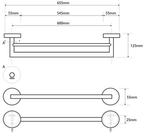 Sapho Sapho, X-STEEL držiak na uteráky dvojitý 655mm, brúsená nerez, XS403