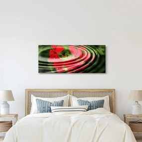 Abstraktný obraz - kvety vo vlnách (120x50 cm)