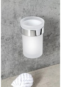 Gedy - Nástenná WC štetka PIRENEI lesklý chróm/sklo satén