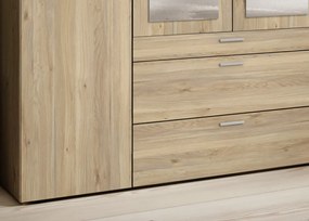 Šatníková skriňa so zrkadlami Vesala, 180 cm, dub mauvella