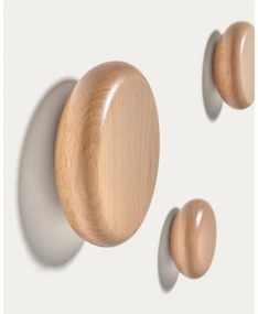 Nástenné drevené háčiky v súprave 3 ks v prírodnej farbe Nadue – Kave Home