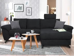 Rohová sedacia súprava Laurent, čierna látka%