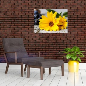 Sklenený obraz žltej kvetiny (70x50 cm)
