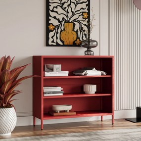Nízky policový regál LUCA, 1000 x 900 x 350 mm, Modern: červená farba