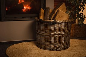 Prútený okrúhly kôš na drevo Rozmery (cm): průměr 50, v. 37