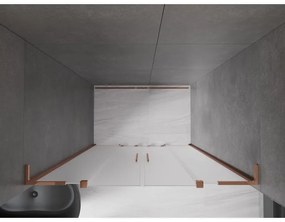 Mexen Velar L Duo, posuvné sprchové dvere do otvoru 150 cm, 8mm sklo námraza, ružové zlato, 871-150-003-32-60