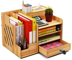 DIY organizér na dokumenty s uzamykateľnou zásuvkou tmavé drevo 137-2 Tmavé drevo