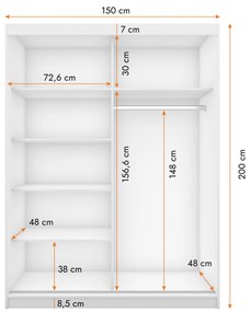 Šatníková skriňa Viola 06 (biela + biela). Vlastná spoľahlivá doprava až k Vám domov. 1071540