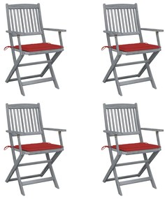 Skladacie vonkajšie stoličky s podložkami 4 ks akáciový masív 3064515