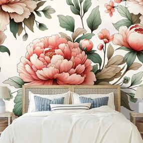 Tapeta romantické ružové pivonky