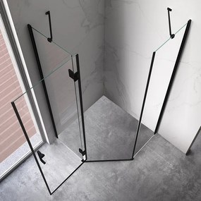BPS-koupelny Päťuholníkový sprchovací kút KZ10A 80x80 BL čierna/transparent - bez vaničky
