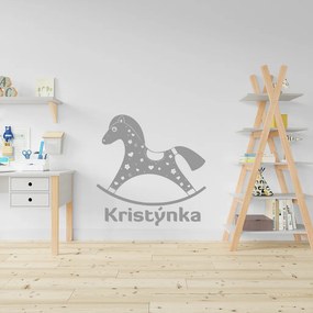 Veselá Stena Samolepka Hojdací koník s menom Farba: šedá, Veľkosť: 100 x 100 cm