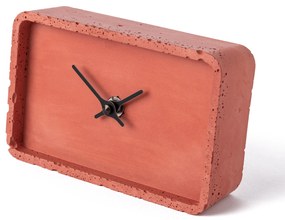 Stolové hodiny z betónu CLOCKIES, 16x10cm, obdĺžnikové, červené