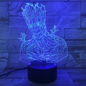 3Dmix 3DL-CLK039 – 3D LED nočná lampa - Groot (Grút) (Hodiny s budíkom)