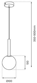 Závesné svietidlo Play, 1x biele sklenené tienidlo, b/c