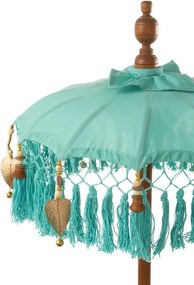 Modrý slnečník na stôl so strapcami a drevenou tyčou Dayu Wood - ∅ 14*85 cm