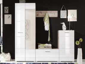 Predsieňová stena Sixx, pieskový dub/biela lesk