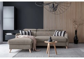 Svetlohnedá zamatová rozkladacia rohová pohovka (ľavý roh) Sweet Harmony – Miuform