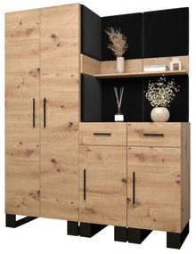 Predsieňová zostava Amanda 7 (dub artisan + čierna). Vlastná spoľahlivá doprava až k Vám domov. 1085915