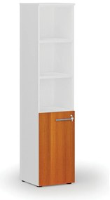 Kombinovaná kancelárska skriňa PRIMO WHITE, dvere na 2 poschodia, 400 x 420 x 1781 mm, biela/čerešňa