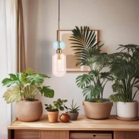 Luster na lanku MOLLY 1xE14/40W/230V pr. 12 cm zlatá/ružová/modrá