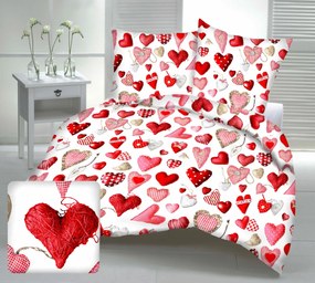 Obliečky bavlnené Deluxe 3D Láska biela - 1x Vankúš 90x70cm, 1x Paplón 140x200cm