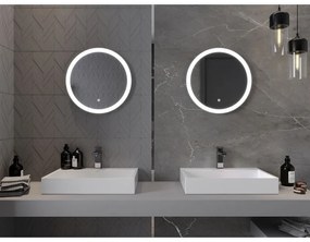 Mexen Oro, okrúhle LED podsvietené kúpeľňové zrkadlo 50 cm, 6000K, vykurovacia podložka proti zahmlievaniu, 9824-050-050-611-00