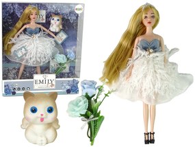 Lean Toys Súprava bábiky Emily s mačičkou a kvetmi