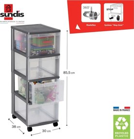 SUNDIS Úložný box so 4 zásuvkami, antracit, OFFICEMIX - MAXI