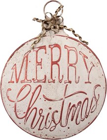 Béžová antik nástenná kovová ceduľa Merry Christmas - 40*4*53 cm