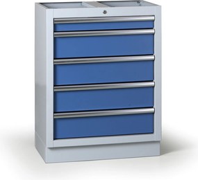 Zásuvkový dielenský box k pracovnej doske G2, 5 zásuviek, 680 x 455 x 910 mm, modrá