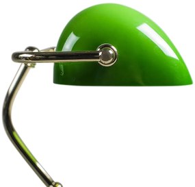 Klasická stolná lampa/lampa notára mosadz s zeleným sklom - Banker