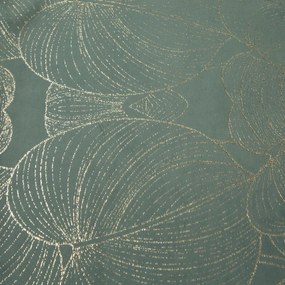 Zamatový stredový obrus s lesklou potlačou listov mentolovej farby