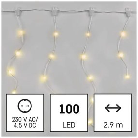 LED Vonkajšia vianočná reťaz 100xLED/8 funkcií 7,9x0,7m IP44 teplá biela