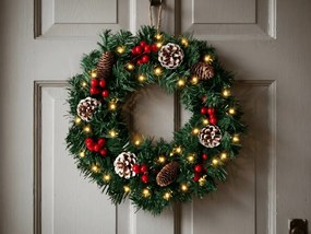 Adventný veniec na dvere COSY GLOW 50 cm s LED osvetlením
