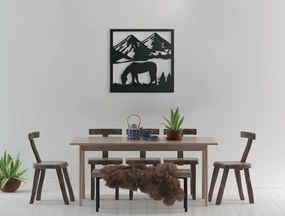 drevko 3D obraz na stenu Pasúci sa kôň Rozmer obrazu: 32,5 x 32,5 cm, Farba dekorácie: Čierna