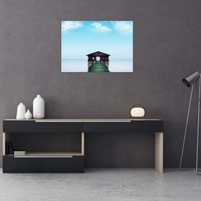 Sklenený obraz domu na mori (70x50 cm)