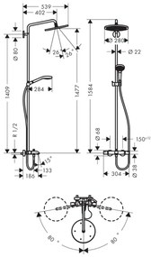 Hansgrohe Croma Select S, Showerpipe 280 1jet s vaňovým termostatom, chrómová, HAN-26792000