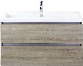 Kúpeľňový nábytkový set Vogue 100 cm s keramickým umývadlom dub sivý