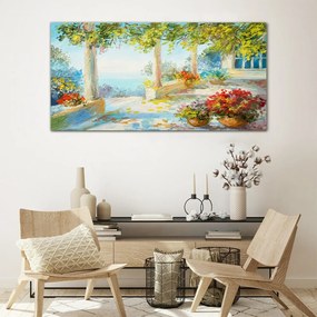 Skleneny obraz Abstrakcie oranžového lesa