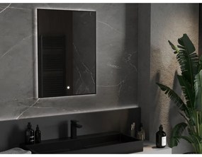 Mexen Erma, LED kúpeľňové zrkadlo s podsvietením a čiernym rámom 60x80 cm, 6000K, ochrana proti zahmlievaniu, 9814-060-080-611-70