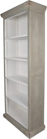 Bielo-šedá antik drevená knižnica Christiane - 80*36*195 cm