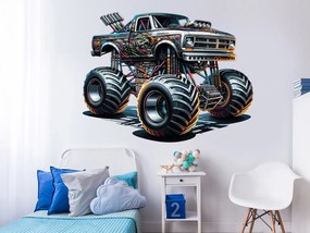 Monster truck 01 textilní prelepiteľná nálepka na stenu hárok 45 x 34 cm