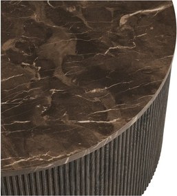 Tmavohnedý okrúhly konferenčný stolík s doskou v dekore mramoru ø 80 cm Rota – House Nordic