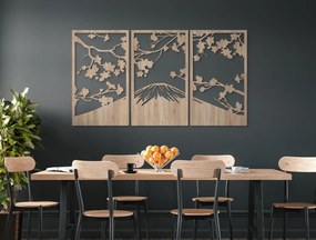 drevko 3-dielny obraz Hora za oknom Rozmer obrazu: 44,5 x 82,5 cm, Farba dekorácie: Čierna